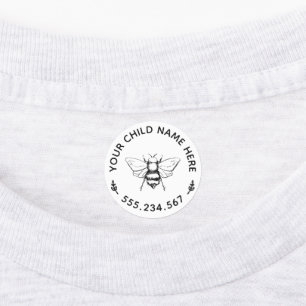 Vintage Honey Bee Graphic Custom Laundry Kids Labels