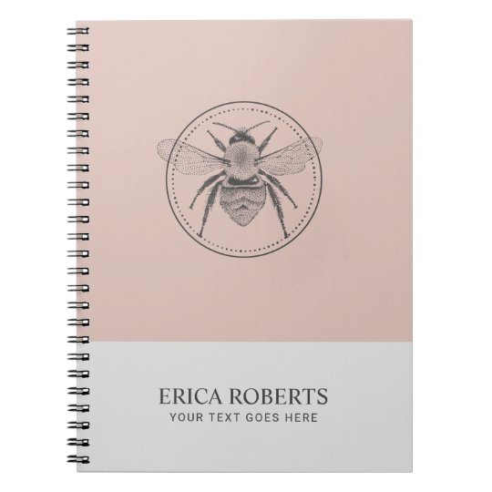 Vintage Honey Bee illustration Blush Pink Notebook | Zazzle.com