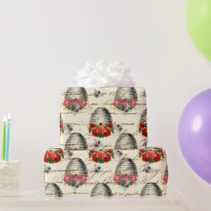Vintage Honey Bee Pattern Wrapping Paper
