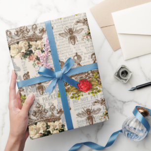 Vintage Honey Bee Pattern Wrapping Paper