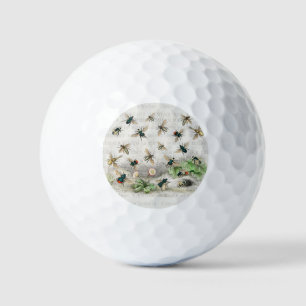 Vintage Honey Bee Queen Bee Entomology Botanical Golf Balls