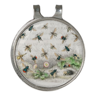 Vintage Honey Bee Queen Bee Entomology Botanical Golf Hat Clip