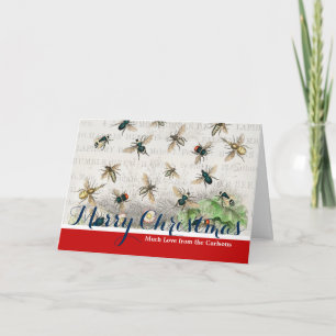 Vintage Honey Bee Queen Bee Entomology Botanical Holiday Card
