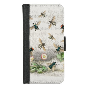 Vintage Honey Bee Queen Bee Entomology Botanical iPhone 8/7 Wallet Case
