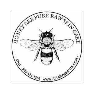Vintage Honey Bee Round Rubber Stamp