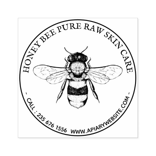 Vintage Honey Bee Round Rubber Stamp
