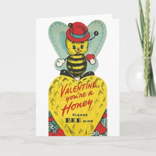 Vintage Honey Bee Valentines Day Card