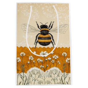 Vintage Honey Bee Wildflower Garden (10) Medium Gift Bag