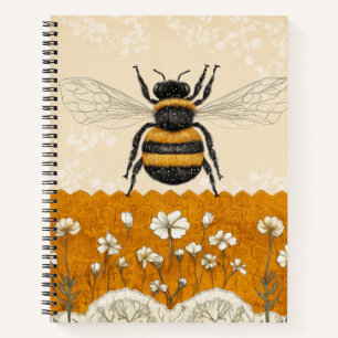 Vintage Honey Bee Wildflower Garden (10) Notebook