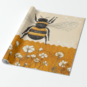Vintage Honey Bee Wildflower Garden (10) Wrapping Paper