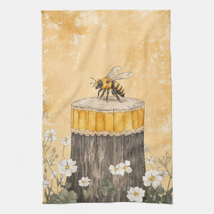 Vintage Honey Bee Wildflower Garden (1) Kitchen Towel