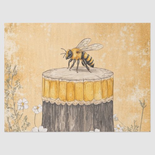 Vintage Honey Bee Wildflower Garden (1) Tissue Paper