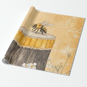 Vintage Honey Bee Wildflower Garden (1) Wrapping Paper