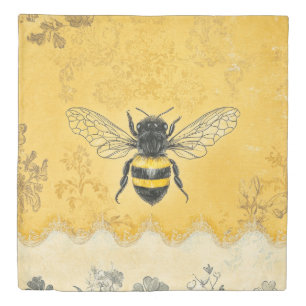 Vintage Honey Bee Wildflower Garden (2) Duvet Cover