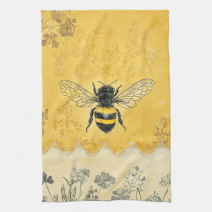Vintage Honey Bee Wildflower Garden (2) Kitchen Towel
