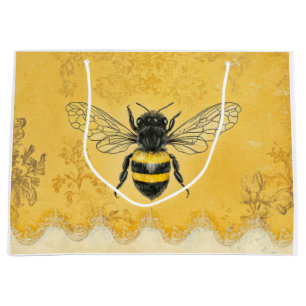 Vintage Honey Bee Wildflower Garden (2) Large Gift Bag