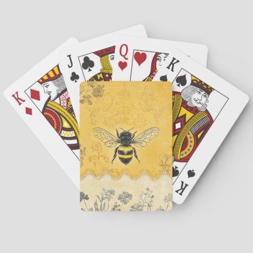 Vintage Honey Bee Wildflower Garden (2) Poker Cards