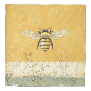 Vintage Honey Bee Wildflower Garden (3) Duvet Cover