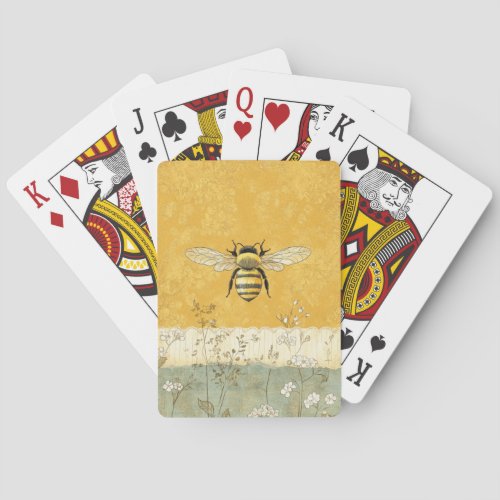 Vintage Honey Bee Wildflower Garden (3) Poker Cards