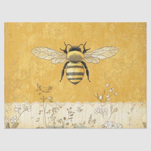 Vintage Honey Bee Wildflower Garden (3) Tissue Paper
