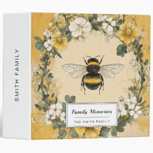Vintage Honey Bee Wildflower Garden (4) 3 Ring Binder