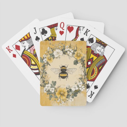 Vintage Honey Bee Wildflower Garden (4) Poker Cards