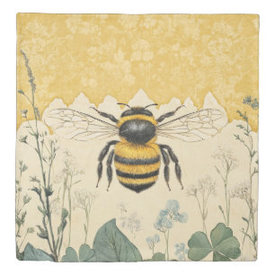Vintage Honey Bee Wildflower Garden (5) Duvet Cover