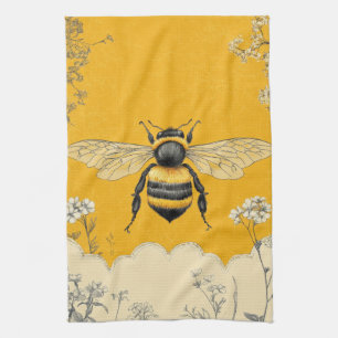 Vintage Honey Bee Wildflower Garden (6) Kitchen Towel