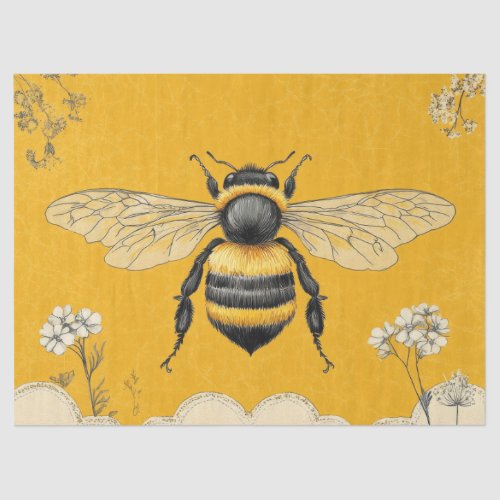 Vintage Honey Bee Wildflower Garden (6) Tissue Paper