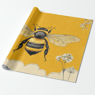 Vintage Honey Bee Wildflower Garden (6) Wrapping Paper