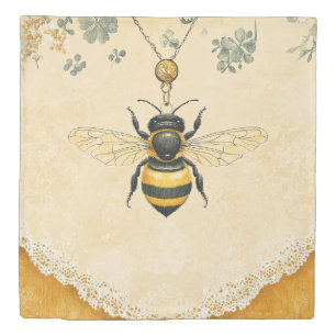 Vintage Honey Bee Wildflower Garden (7) Duvet Cover