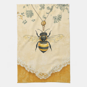 Vintage Honey Bee Wildflower Garden (7) Kitchen Towel