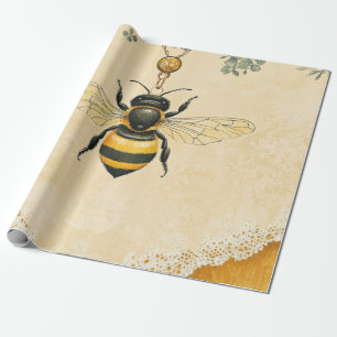 Vintage Honey Bee Wildflower Garden (7) Wrapping Paper