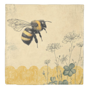 Vintage Honey Bee Wildflower Garden (8) Duvet Cover