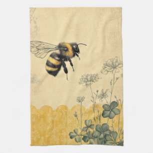 Vintage Honey Bee Wildflower Garden (8) Kitchen Towel