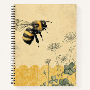 Vintage Honey Bee Wildflower Garden (8) Notebook