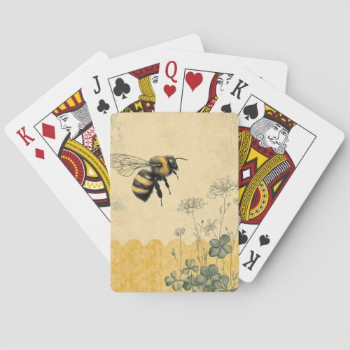 Vintage Honey Bee Wildflower Garden (8) Poker Cards