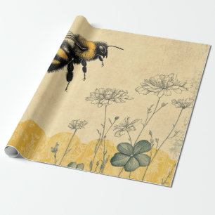 Vintage Honey Bee Wildflower Garden (8) Wrapping Paper