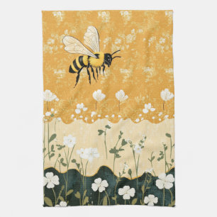 Vintage Honey Bee Wildflower Garden (9) Kitchen Towel