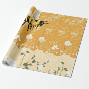 Vintage Honey Bee Wildflower Garden (9) Wrapping Paper