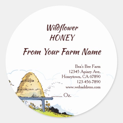 Vintage Honey Bees Beehive Apiary 15 Classic Round Sticker