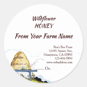 Vintage Honey Bees Beehive Apiary 1.5" Classic Round Sticker