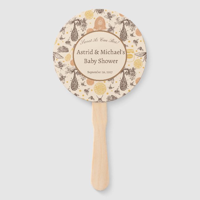 Vintage Honey Bumblebee Baby Shower  Hand Fan (Front)