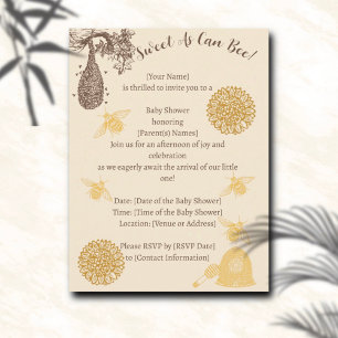Vintage Honey Bumblebee Baby Shower Postcard