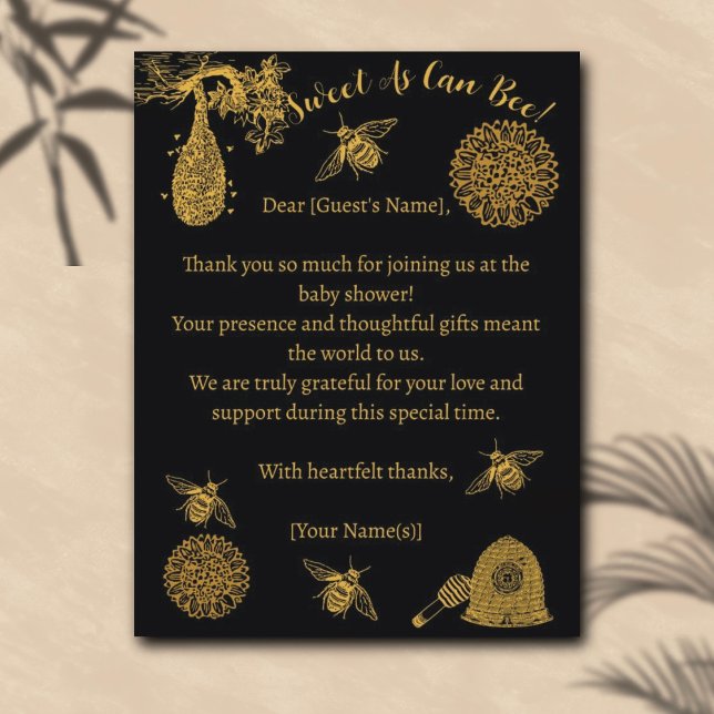Vintage Honey Bumblebee Black Baby Shower Postcard (Creator Uploaded)