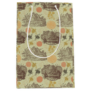 Vintage Honey Bumblebee Sage  Medium Gift Bag