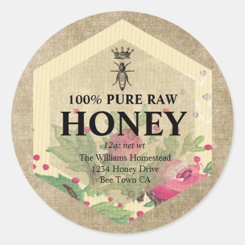 Vintage Honey Jar Label  Honey Bee   Apiary Name
