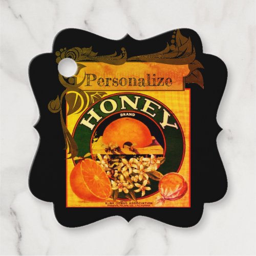 Vintage honey orange fruit advertisement label