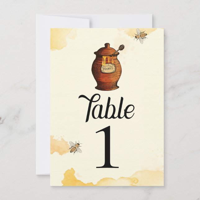Vintage Honey Pot Honey Baby Shower Table Number (Back)