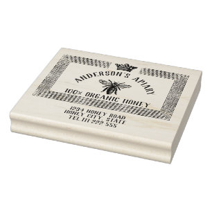Vintage honey queen bee apiary honey jar labeling rubber stamp